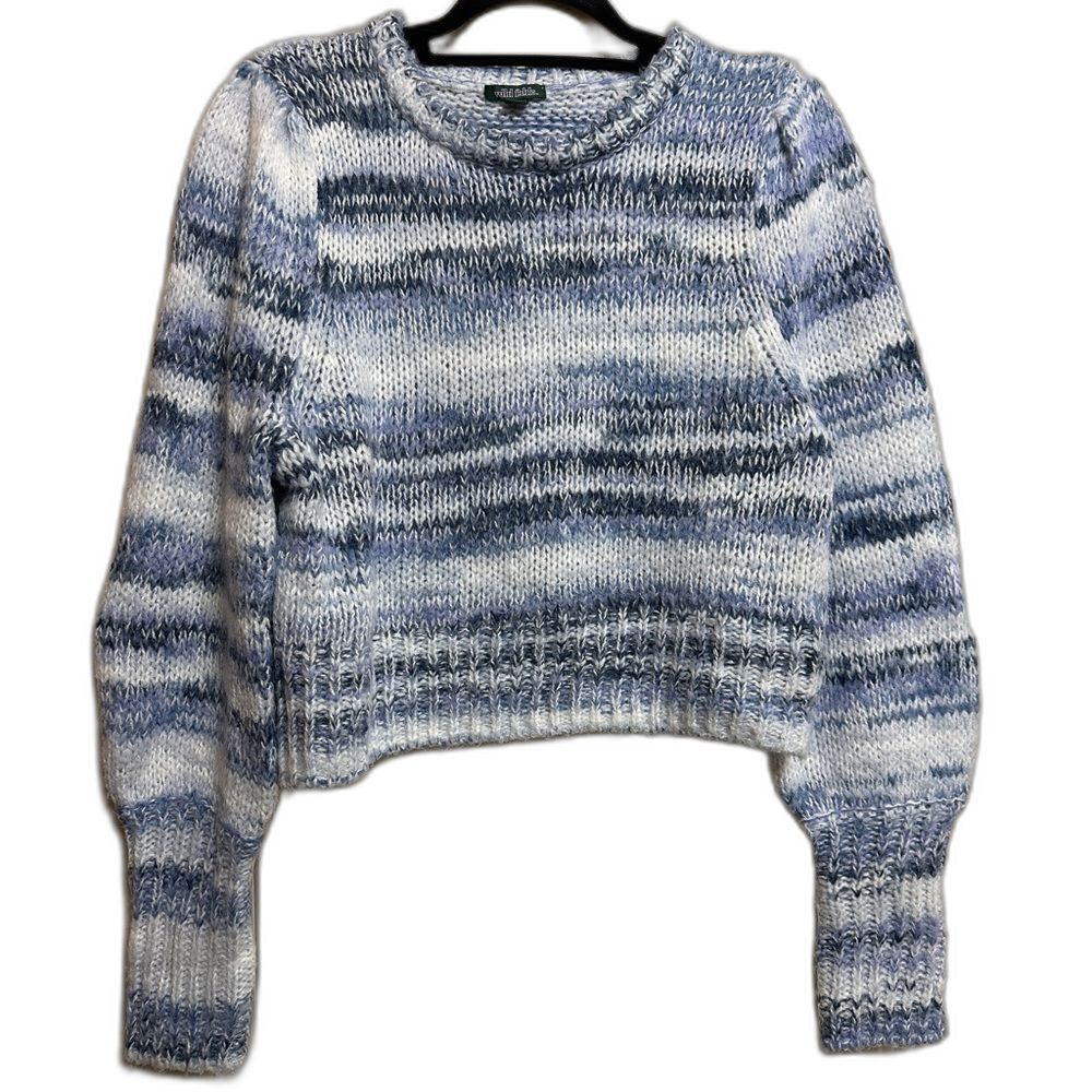 Wild Fable Blue Watercolor Knit Crewneck Cute Trendy Sweater Women's Sz Large
